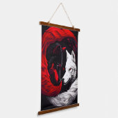 Moon Crimson Red White Wolf Hangend Wandkleed (Gebogen)
