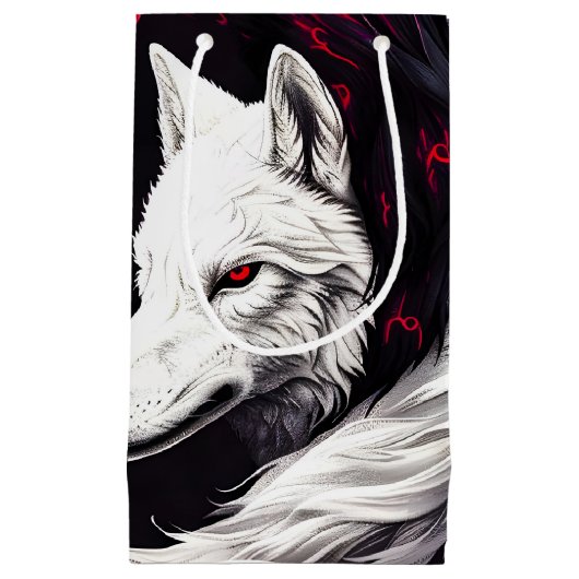 Moon Crimson Red White Wolf Klein Cadeauzakje (Voorkant)