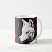 Moon Crimson Red White Wolf Koffiemok (Voorkant rechts)