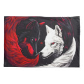 Moon Crimson Red White Wolf Kussensloop (Achterkant)