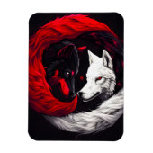 Moon Crimson Red White Wolf Magneet (Verticaal)