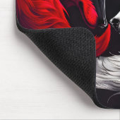 Moon Crimson Red White Wolf Muismat (Hoek)