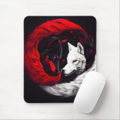 Moon Crimson Red White Wolf Muismat (Met muis)