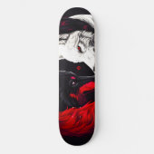 Moon Crimson Red White Wolf Persoonlijk Skateboard (Voorkant)