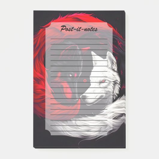Moon Crimson Red White Wolf Post-it® Notes (Voorkant)