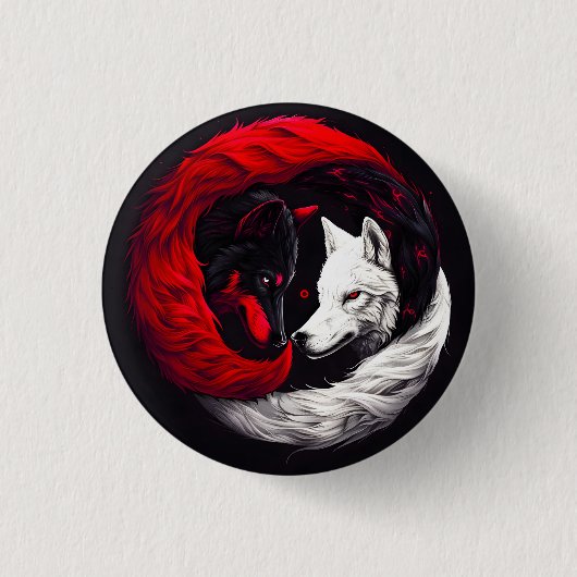 Moon Crimson Red White Wolf Ronde Button 3,2 Cm (Voorkant)