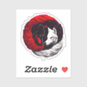 Moon Crimson Red White Wolf Sticker (Vel)