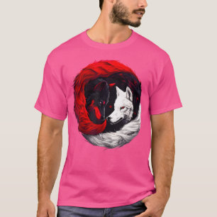 Moon Crimson Red White Wolf T-shirt