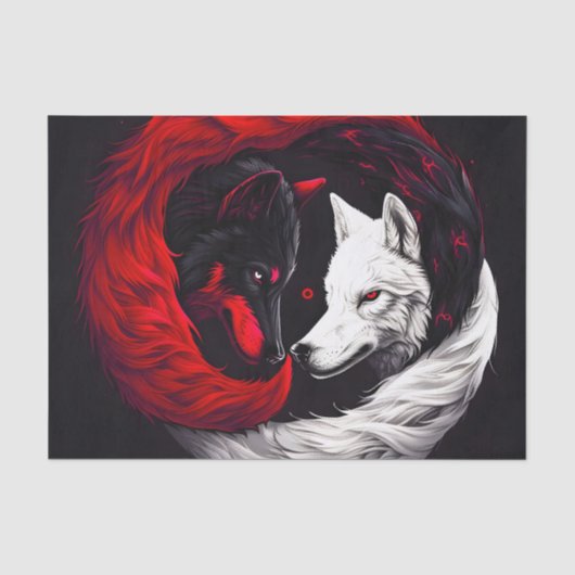 Moon Crimson Red White Wolf Tissuepapier (Voorkant)