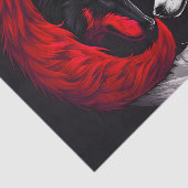 Moon Crimson Red White Wolf Tissuepapier (Detail)