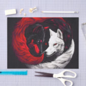 Moon Crimson Red White Wolf Tissuepapier (Craft)
