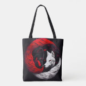 Moon Crimson Red White Wolf Tote Bag (Achterkant)
