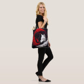 Moon Crimson Red White Wolf Tote Bag (Op model)