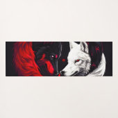 Moon Crimson Red White Wolf Yogamat (Achterkant (horizontaal))