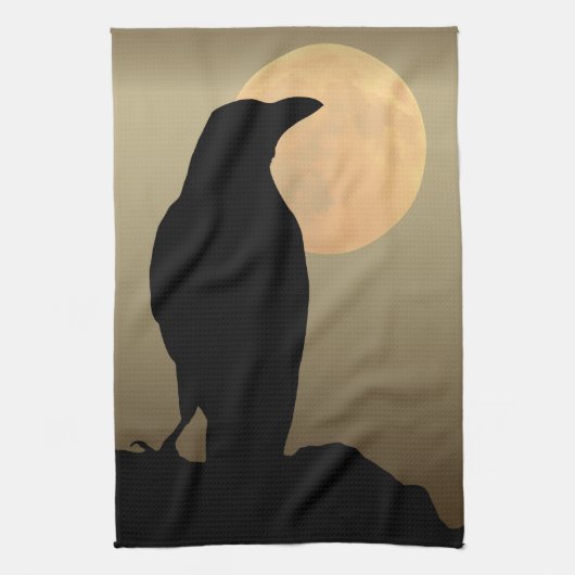 Moon & Crows, Black Bird Kitchen Towel Raven Theedoek (Verticaal)