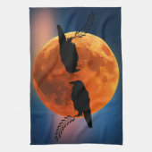 Moon & Crows, Black Bird Kitchen Towel Raven Theedoek (Verticaal)