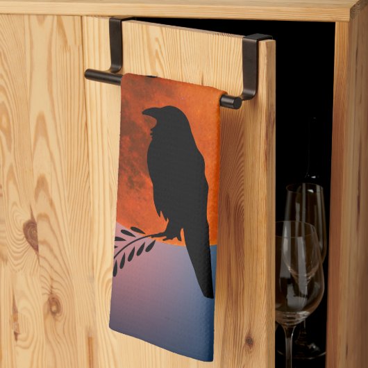 Moon & Crows, Black Bird Kitchen Towel Raven Theedoek (Derde Gevouwen)