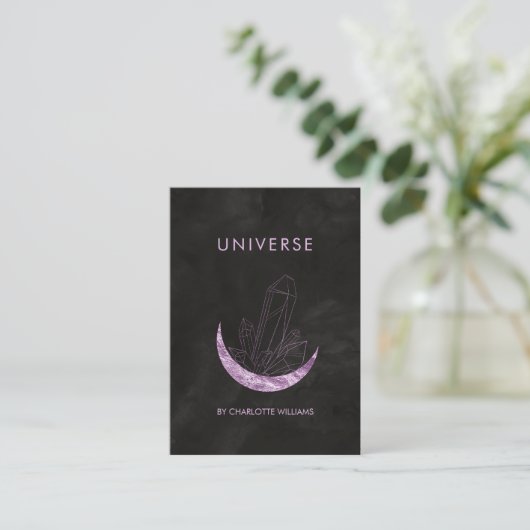 Moon Crystal Energy Healer Business Card Visitenk Visitekaartje (Staand voorkant)