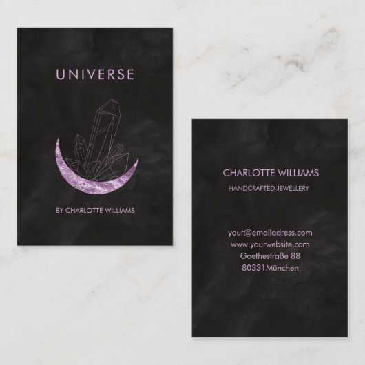  Moon Crystal Energy Healer Business Card Visitenk Visitekaartje (Voorkant / Achterkant)