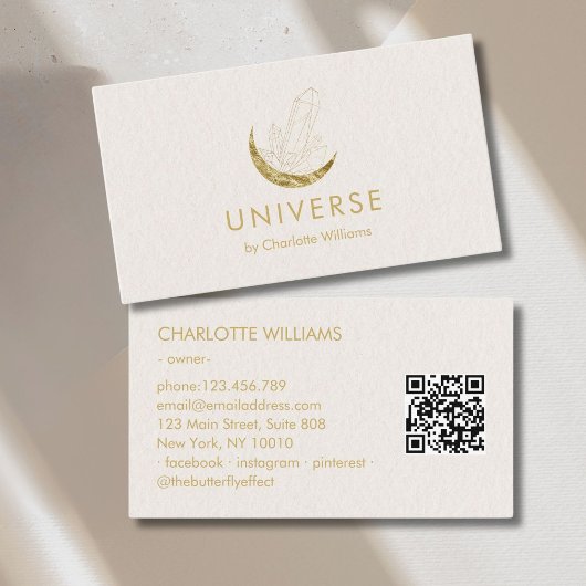 Moon Crystal Energy Healer QR-code Visitekaartje