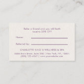 Moon Crystal Energy Healer Salon Beige Aanbevelingskaartje (Achterkant)