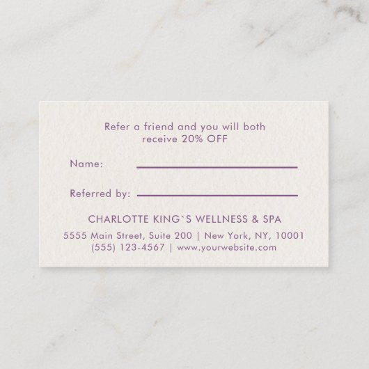 Moon Crystal Energy Healer Salon Beige Aanbevelingskaartje (Achterkant)