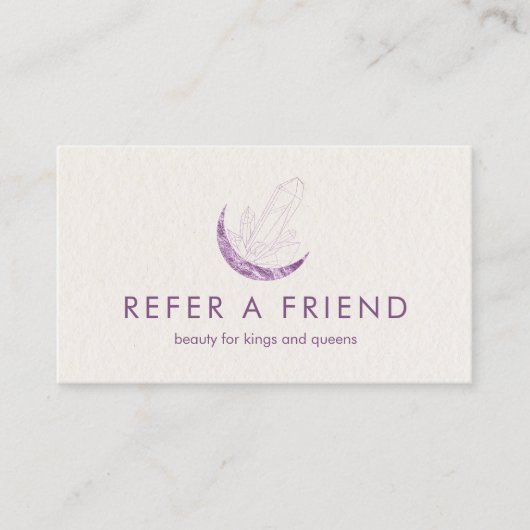 Moon Crystal Energy Healer Salon Beige Aanbevelingskaartje (Voorkant)