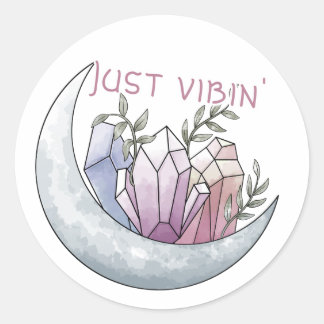 Moon Crystal "Just Vibin'" Ronde Sticker