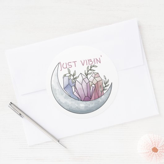 Moon Crystal "Just Vibin'" Ronde Sticker (Envelop)