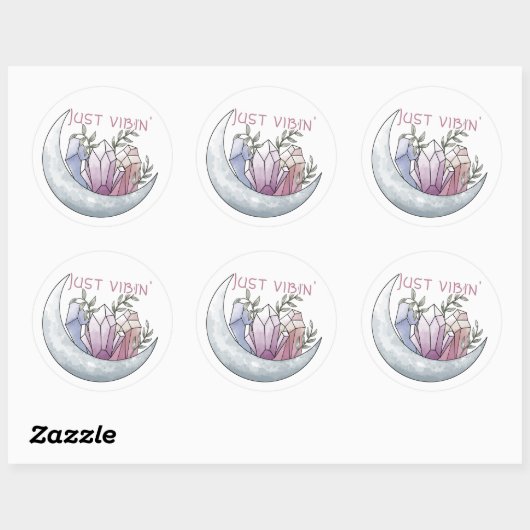 Moon Crystal "Just Vibin'" Ronde Sticker (Vel)