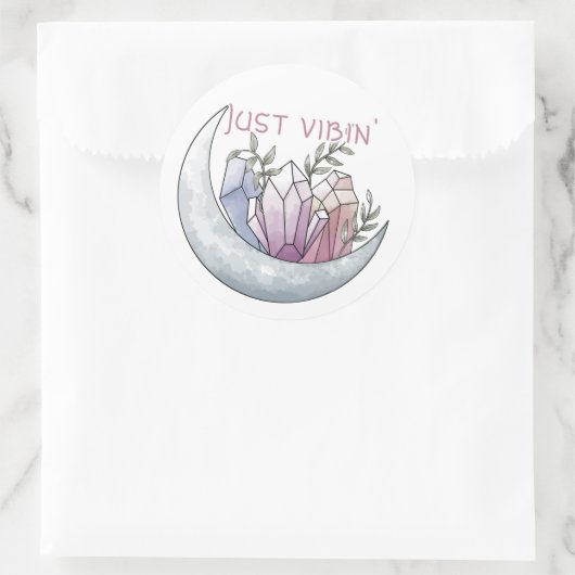 Moon Crystal "Just Vibin'" Ronde Sticker (Tas)