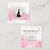 *~* Moon Crystals Cosmic Gold Black Goddess Rays Vierkante Visitekaartje (Voorkant / Achterkant)