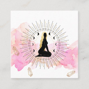 *~* Moon Crystals Cosmic Gold Black Goddess Rays Vierkante Visitekaartje