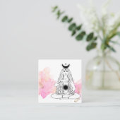 *~* Moon Crystals Cosmic Luna Goddess Black Gold Vierkante Visitekaartje (Staand voorkant)