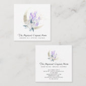 *~* Moon Crystals Floral Cosmic Glitter  Vierkante Visitekaartje (Voorkant / Achterkant)