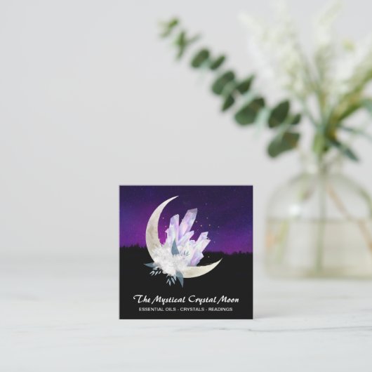 *~* Moon Crystals Floral Landscape Vierkante Visitekaartje (Staand voorkant)