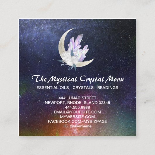 *~* Moon Crystals Floral Nebula Vierkante Visitekaartje (Achterkant)