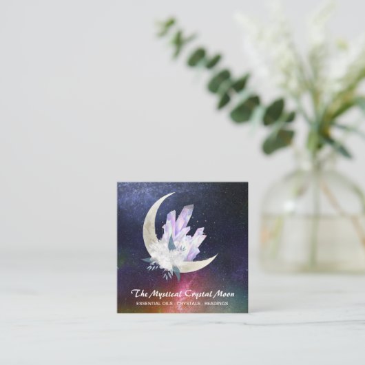 *~* Moon Crystals Floral Nebula Vierkante Visitekaartje (Staand voorkant)