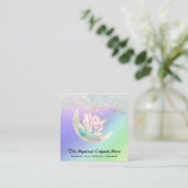 *~* Moon Crystals Floral OMBRE Holo Glitter Vierkante Visitekaartje (Staand voorkant)