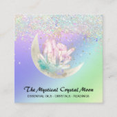 *~* Moon Crystals Floral OMBRE Holo Glitter Vierkante Visitekaartje (Voorkant)