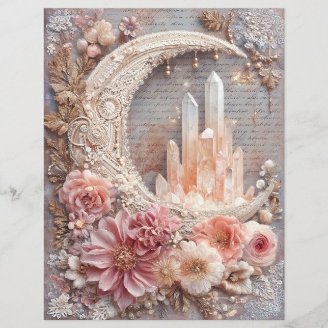 Moon Crystals Junk Journal Scrapbook Paper (Voorkant)