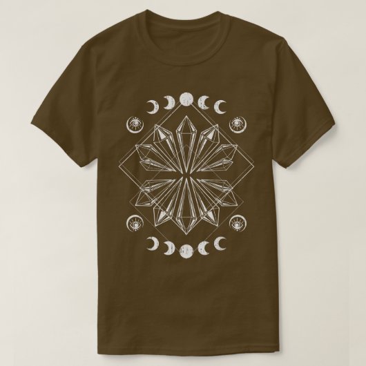 Moon Cycle Gothic Blackcraft Crystals Pagan Occult T-shirt (Design voorkant)