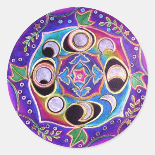 Moon Cycle Mandala Sticker (Voorkant)