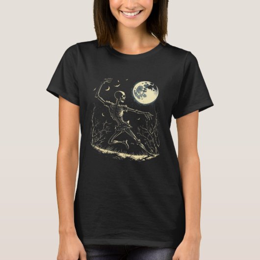 Moon Dancing Skeleton Moonlight Halloween  2 T-shirt (Voorkant)