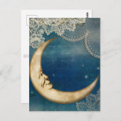 Moon Decoupage Briefkaart | hemelse kunstgroet (Voorkant / Achterkant)