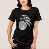 Moon Design with Astronaut | Amazing Space Art Tri-Blend Shirt (Voorkant)