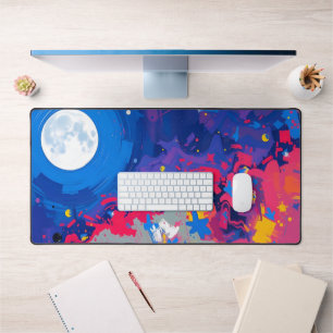 Moon Desk Mat - Esthetische maanfasen, volle maan,