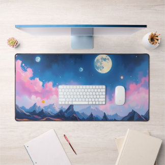 Moon Desk Mat - Esthetische maanfasen, volle maan,