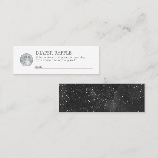 Moon Diaper Raffle Mini Enclosure Kaart Visitekaartje (Voorkant / Achterkant)