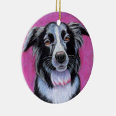 Moon Dog, Border Collie Keramisch Ornament (Rechts)